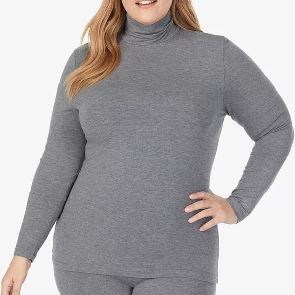 Cuddl Duds Plus Size Softwear with Stretch Turtleneck, 1X, Grey - Picture 1 of 4